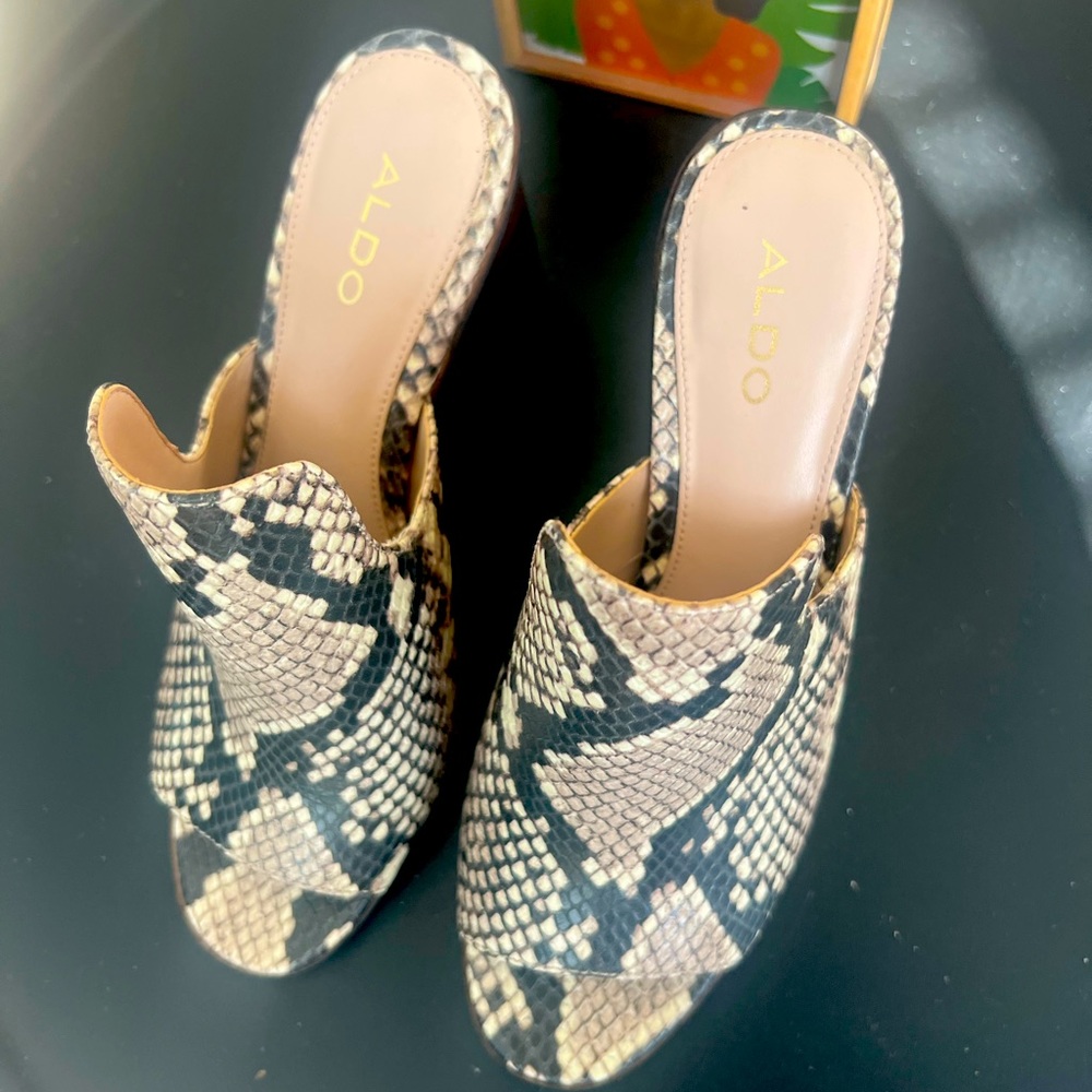 ALDO Snakeskin Print Open Toe Mule/Heel